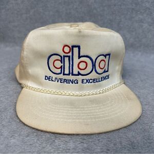 Vintage CIBA Hat Adult OSFA Beige 5 Panel Rope Brim Snapback Work Wear Company
